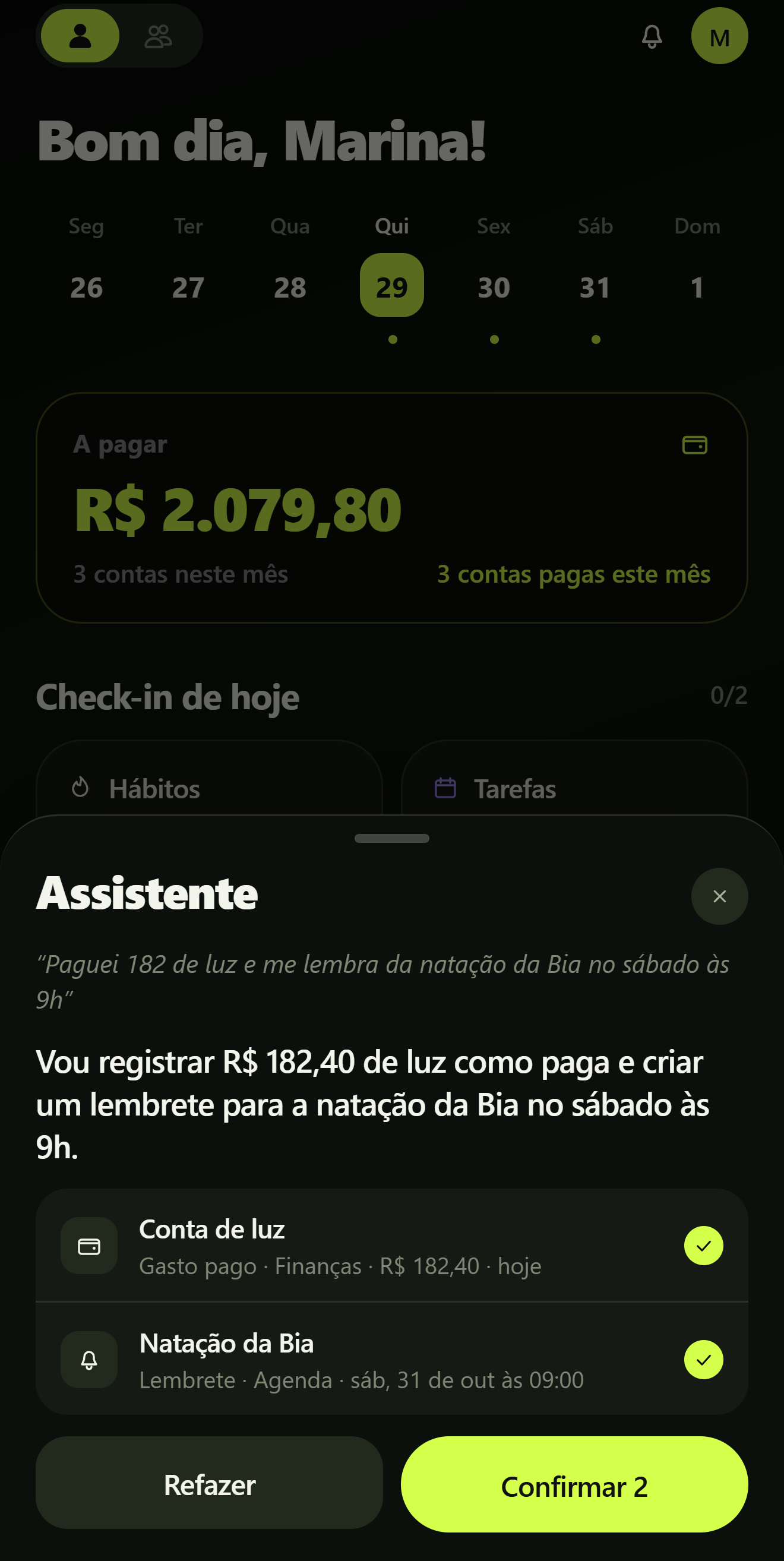Assistente de voz da Cluvy.
